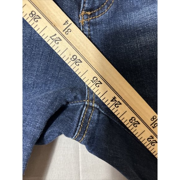 Loft Women’s Denim Jeans Pants For Modern Straight Dark Wash Fold Hemline Capri - Picture 6 of 7